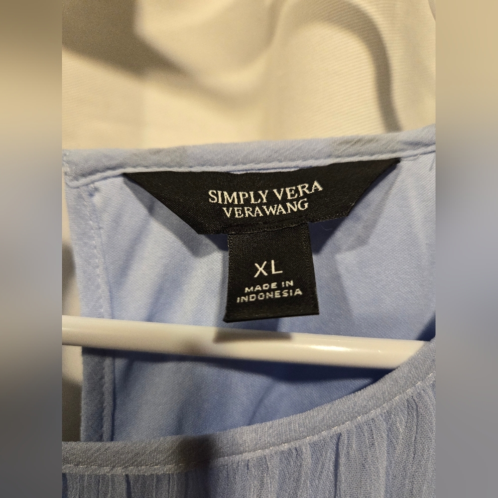 NWOT Women's Vera Wang Blue Ruffle Sleeve Blouse Size Extra Large - Picture 7 of 14